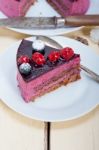 Blueberry And Raspberry Cake Mousse Dessert Stock Photo