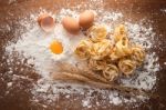 Fettuccine Pasta Italian Food Still Life Rustic Stock Photo