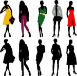 Silhouette Fashion Girls Stock Photo