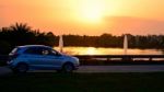 Car Travelling On Highway Stock Photo