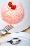 Fresh Strawberry And Whipped Cream Dessert Stock Photo