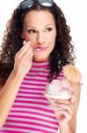 Woman Eating Ice Cream Stock Photo