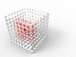 Cube Made Of White And Red Circle Stock Photo