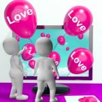 Love Balloons Show Online Fondness And Affectionate Greetings Stock Photo