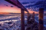 Cleveland Jetty At Sunset Stock Photo