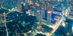 Bangkok At Night Or Twilight, Aerial Scenic View Stock Photo