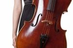 Hand Holding Violoncello Stock Photo