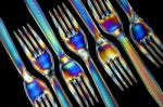 Forks In Color Stock Photo