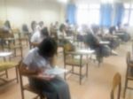 Blur Background University Students Writing Answer Doing Exam In Stock Photo