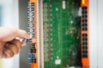 Fix Network Switch In Data Center Room Stock Photo