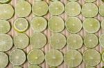 Round Slices Of Lime Fruit Stock Photo