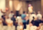 Blurred People In The Banquet Room Stock Photo