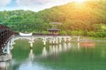 Wooden Bridge Or Wolyeonggyo Bridge In Andong,korea Stock Photo