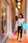 Sale And People Concept Smiling Young Woman With Shopping Bags H Stock Photo