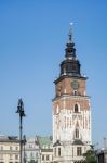 Town Hall Tower Market Square In Krakow Stock Photo