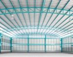 Inside Of Structure Empty Warehouse Use For Industry Background Stock Photo