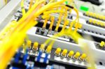 Fiber Optic With Servers In A Technology Data Center Stock Photo