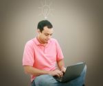 Man Working On Laptop Stock Photo