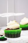 Chocolate And Hazelnut Cream Cupcake Stock Photo