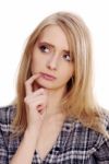 Young Thoughtful Woman Stock Photo