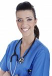 Smiling Medical Nurse With Stethoscope Stock Photo