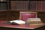 Library With Books Stock Photo