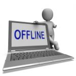 Offline Laptop Shows Web Communication Status Disconnected Stock Photo