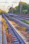 Long Range View Of A Simple Railroad Stock Photo