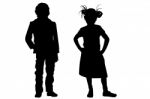 Silhouette Friends Stock Photo