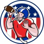 Football Quarterback Throwing Circle Cartoon Stock Photo