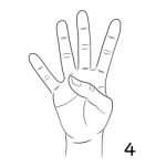 Sign Language,number 4 Stock Photo