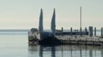 Ice-covered Pier Stock Photo