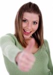 Girl Showing Thumbs  Up Stock Photo