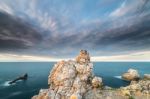 The Sunsets In The Sea Of The Coasts And Beaches Of Galicia And Asturias  Stock Photo