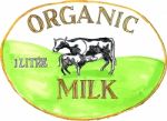 Cow Organic Milk Label Drawing Stock Photo