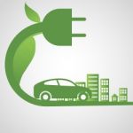 Electric Car And Electrical Charging Station Symbol Icon Stock Photo