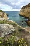 Natural Coastline Of Algarve Stock Photo