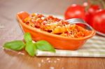 Spicy Chicken Penne Pasta Stock Photo