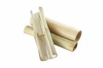 Bamboo Tube For Rice Steam On White Background Stock Photo