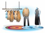 Cartoon  Illustration Interior Clothing Room With Separated Layers Stock Photo