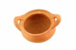 Old Pottery Pot Opened On White Background Stock Photo