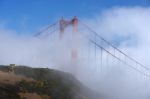 Golden Gate In Fog Stock Photo