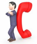 Phone Businessman Means Call Now And Calling 3d Rendering Stock Photo