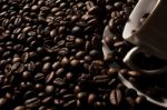 Coffe Beans And Cup Stock Photo