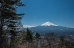 Mt. Fuji In Autumn At Kawaguchiko Lake Snow Landscape,mt. Fuji Is Famous Japan Mountain,tourist People Call Mt. Fuji As Fuji, Fujisan, Fujiyama, Fuji-san,japan Stock Photo