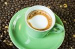 Hot Shot Of Espresso Macchiato Stock Photo