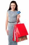 Fashionable Female With Shopping Bags Stock Photo