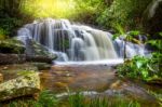 Mun Dang Waterfall In Deep Forest Fresh Green Rain Season In Tha Stock Photo