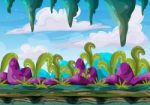 Cartoon  Landscape With Separated Layers For Game And Animation Stock Photo