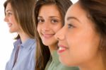 Smiling Teenage Girls Stock Photo